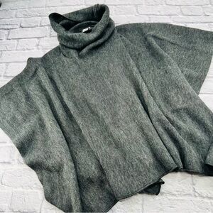 Lovestitch Charcoal Cowl Neck Oversized Poncho Sweater One Size Grey Soft Cozy